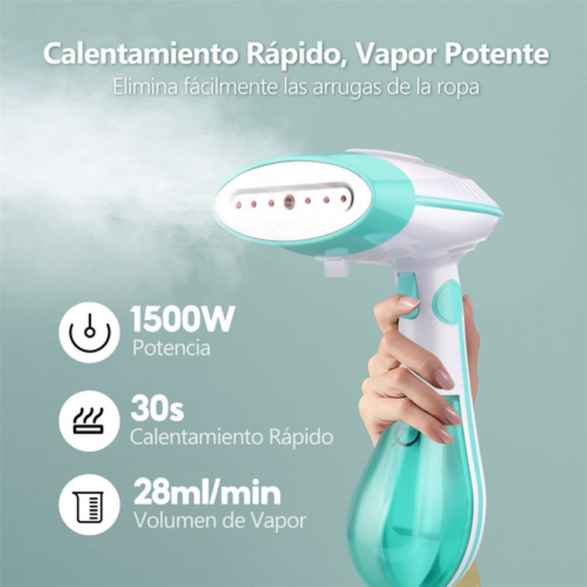 "Plancha De Vapor Plegable Portátil 1500w 170ml, Verde 110v "
