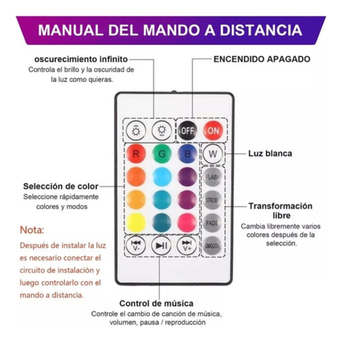 "Luz Musical De Cuatro Hojas Controlador Led Rgb Bluetooth "