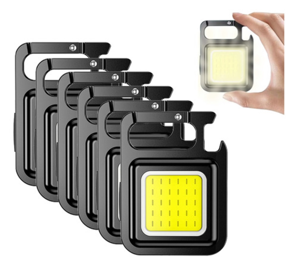 "Mini Usb Recargable Led Llavero Linterna Paquete De Seis "