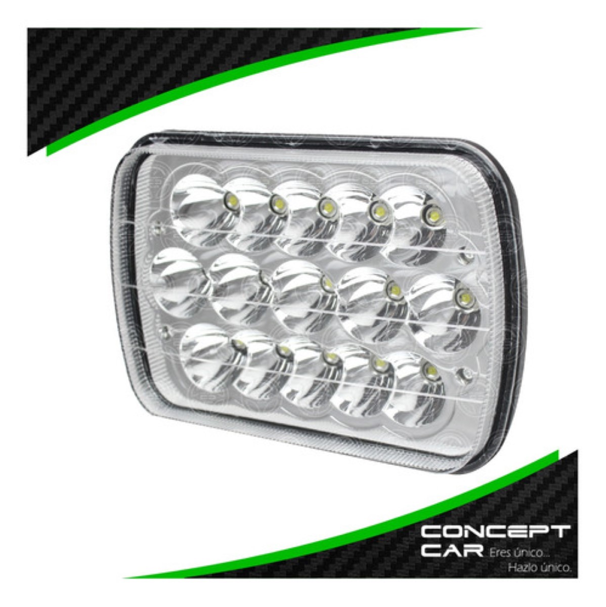 "2 Faros Unidad Cuadrada Rectangular 15 Leds 5x7 Alta/baja F5 "
