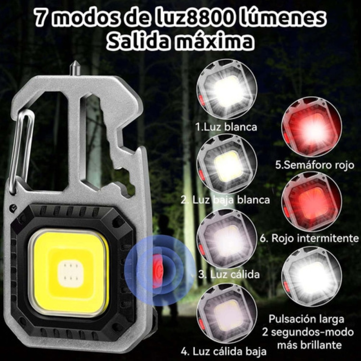"Led Lámpara Táctica Camping Linterna Con Recargable Bateria "
