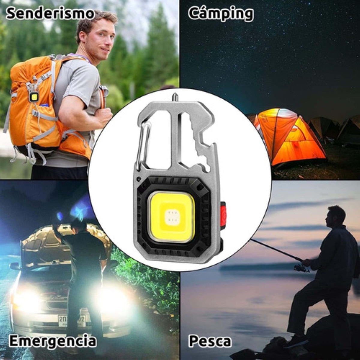 "Led Lámpara Táctica Camping Linterna Con Recargable Bateria "