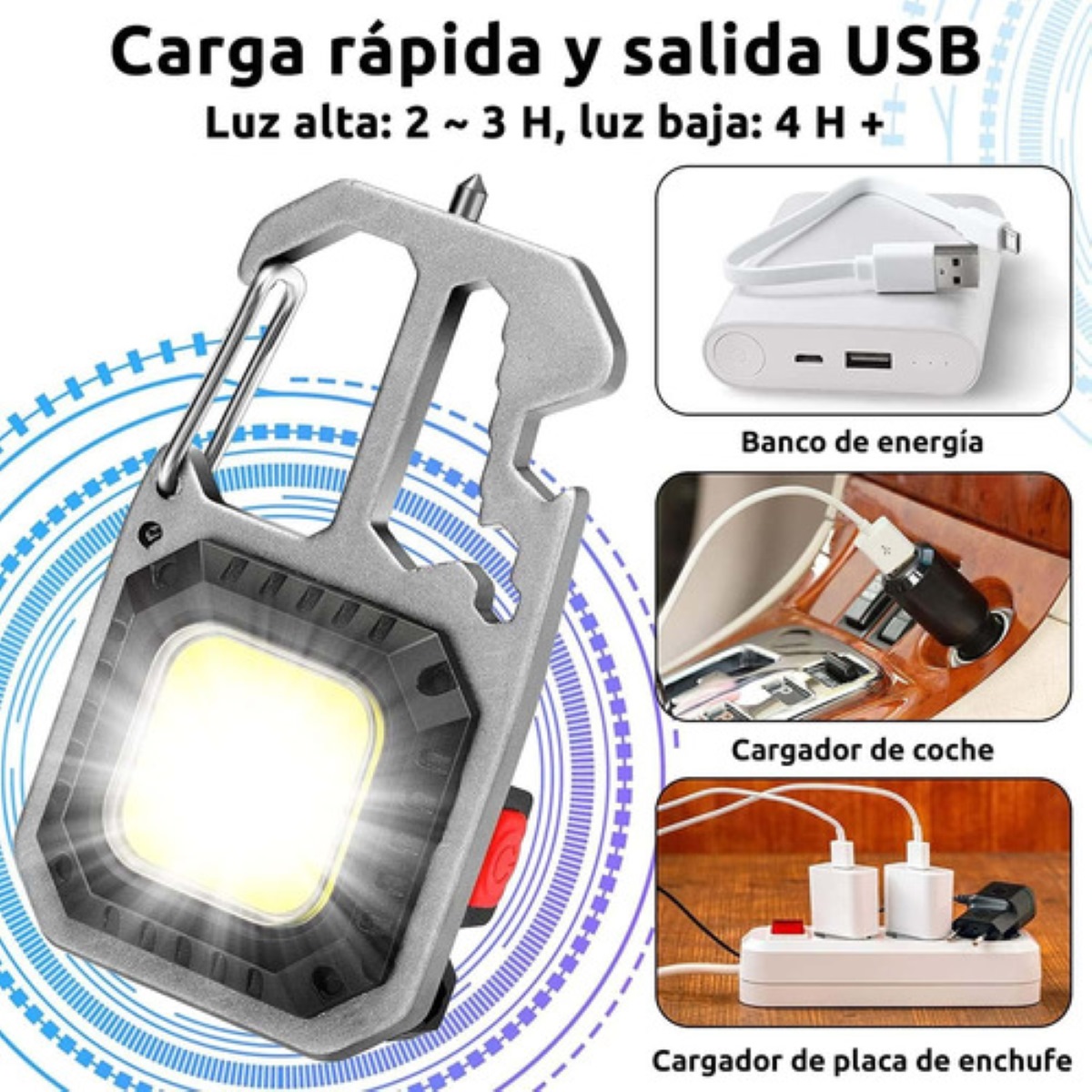 "Led Lámpara Táctica Camping Linterna Con Recargable Bateria "