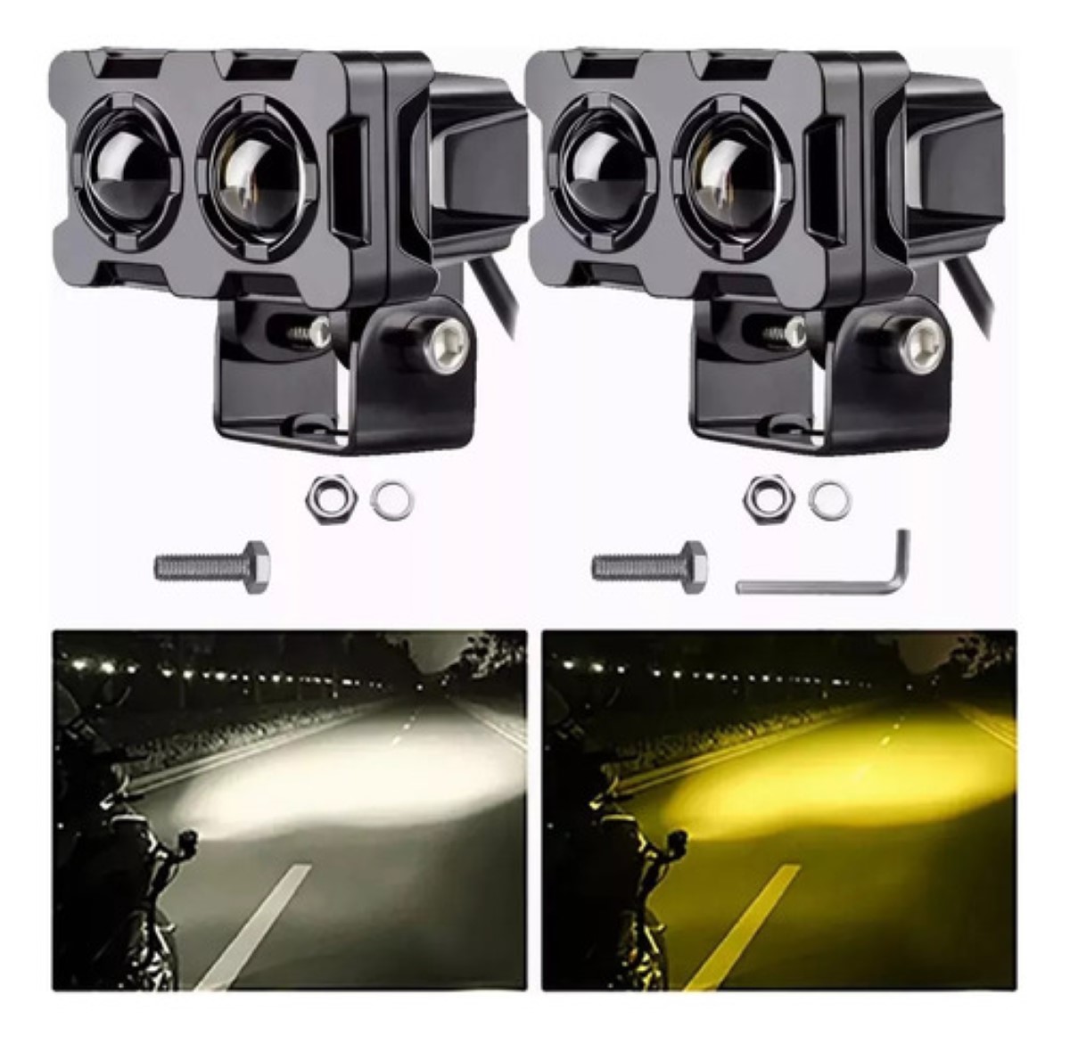 "Faros Auxiliares Led Doble Color Para Auto Moto 1 Par "