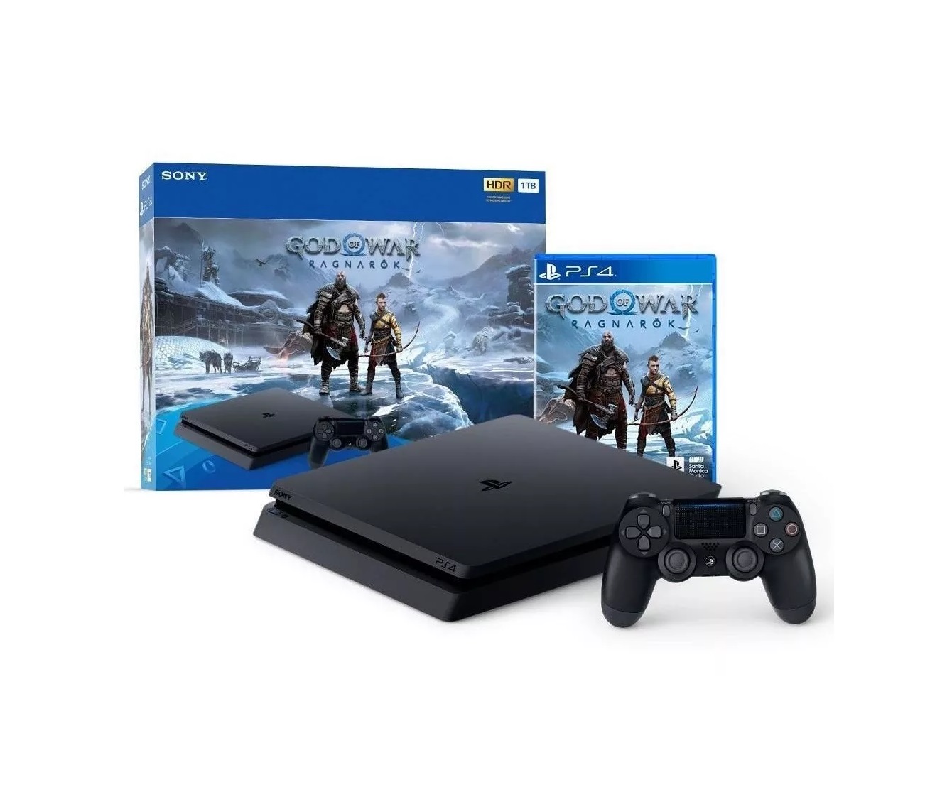 Consola Sony Playstation 4 Slim 1Tb, Bundle God Of War Ragnarok Latam Color Negro Azabache
