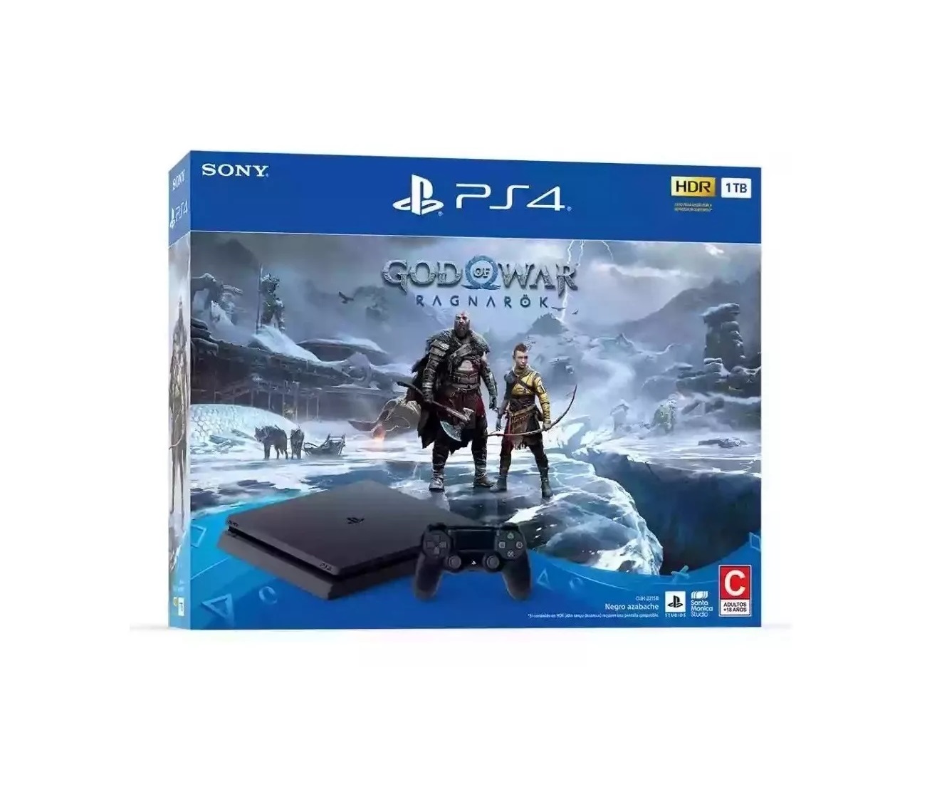 Consola Sony Playstation 4 Slim 1Tb, Bundle God Of War Ragnarok Latam Color Negro Azabache