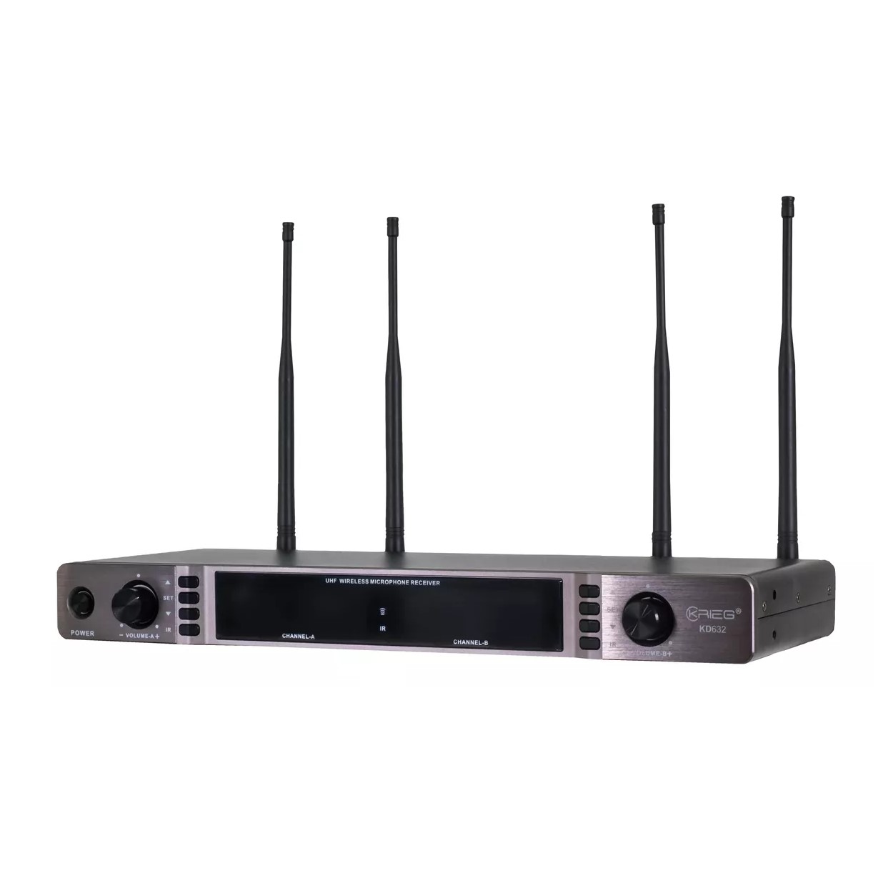 Micrófono Inalámbrico KRIEG KD-632 Doble D/mano 660-690 Mhz.