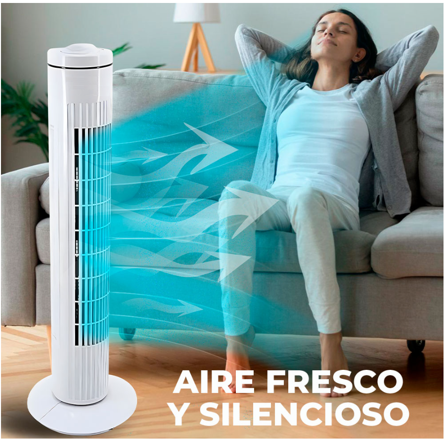 Ventilador Torre de 73cm Potente y Silencioso.