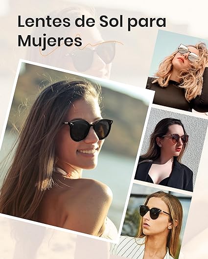 Cyxus Lentes de Sol para Mujeres, Lentes Polarizados Mujeres Lente Retro Protección UV para Conducir, Viajar, Compras.