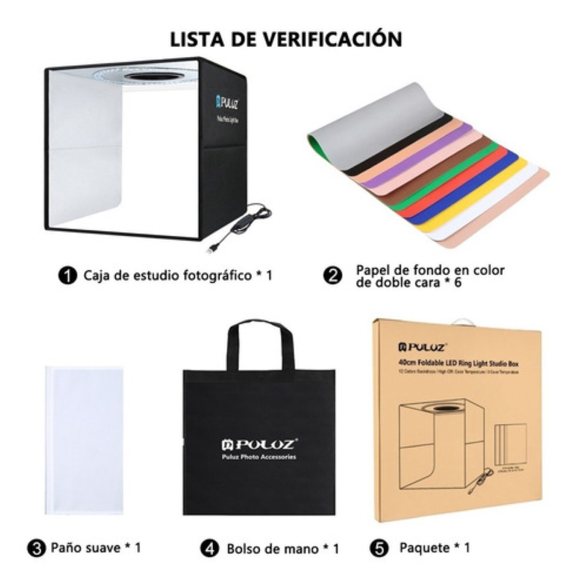 Caja De Luz Para Fotografía Plegable 12*3 Colores De 40cm