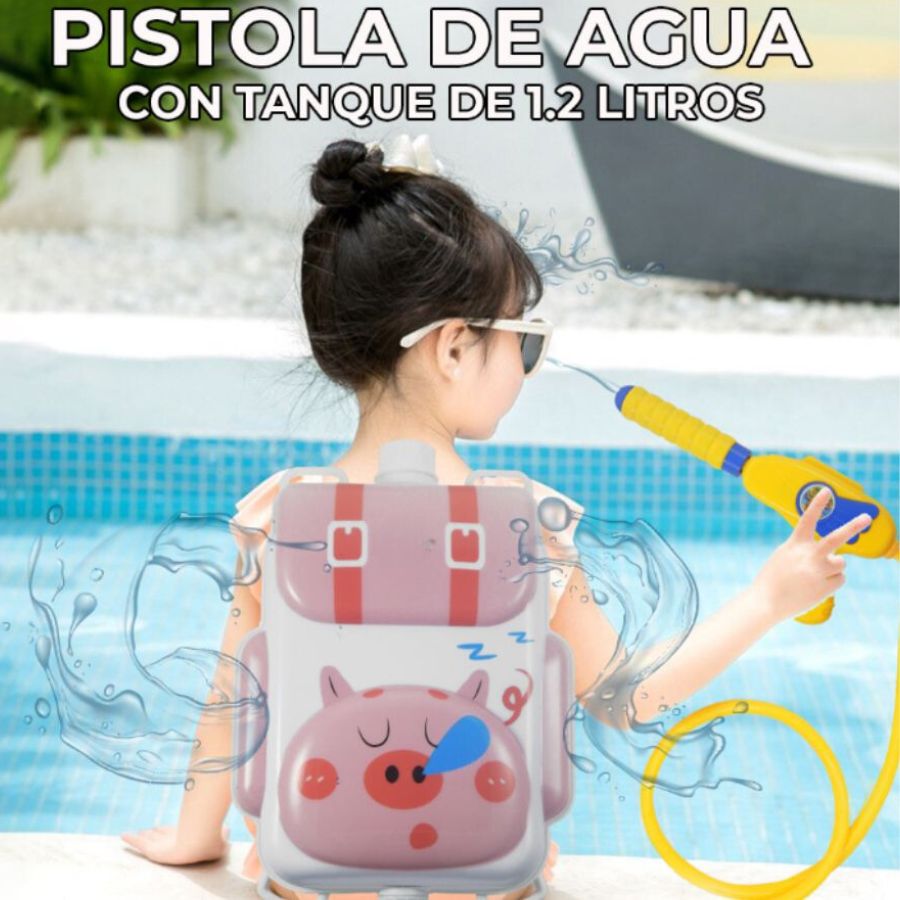 Pistola De Agua Con Tanque Mochila Para Niña Puerquito.
