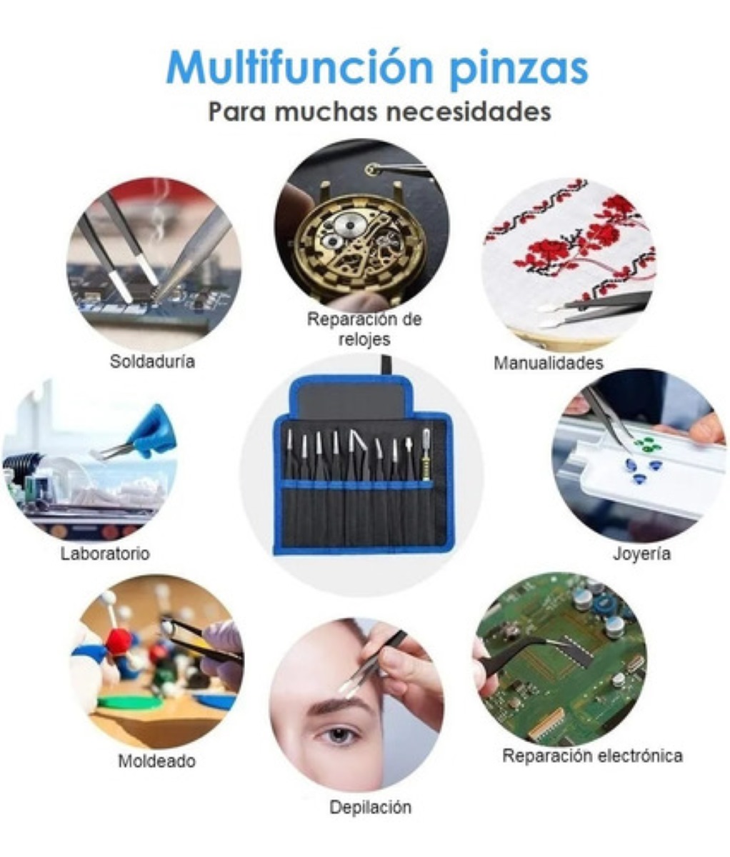 Kit Pinzas Antiestáticas Precisión Herramienta Electronica