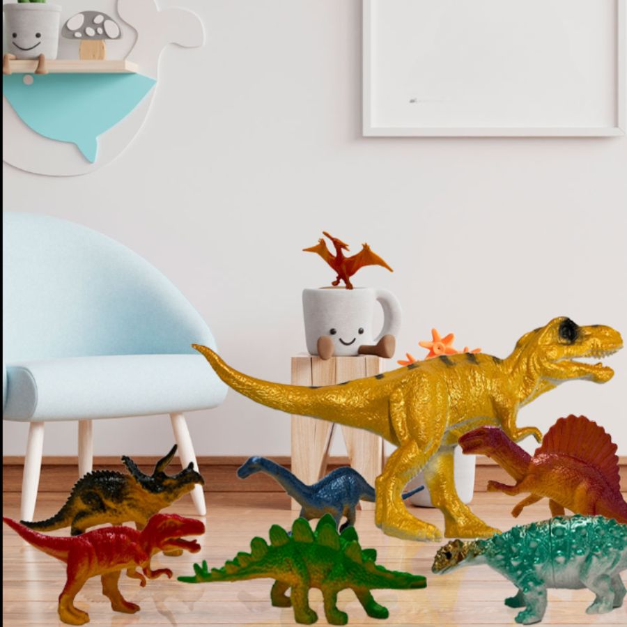 Bote Dinosaurio T-Rex con Juguetes de Dinosaurios para Niños .