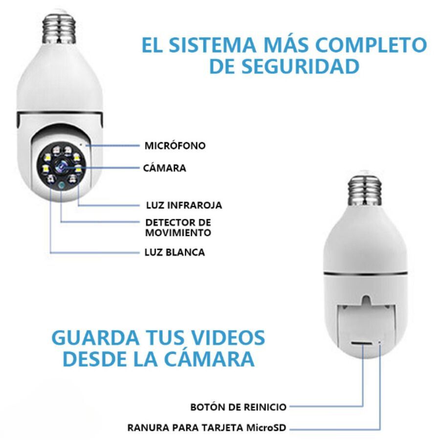 Cámara De Seguridad 360 Visión Nocturna Con Wifi Inalámbrica 720p con alarma.