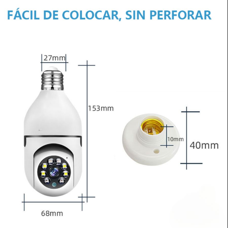 Cámara De Seguridad 360 Visión Nocturna Con Wifi Inalámbrica 720p con alarma.
