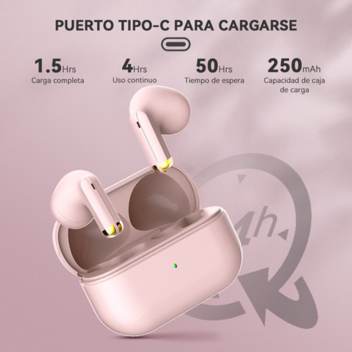 "Audífonos Inalámbricos Mini Microfono Para Ios Android Bt5.3 Rosa "