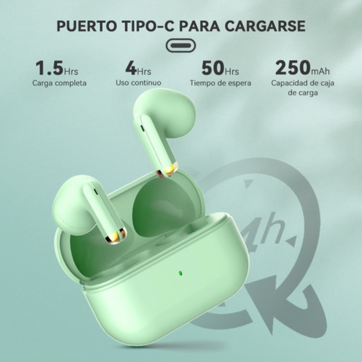 "Audífonos Inalámbricos Mini Microfono Para Ios Android Bt5.3 Verde "