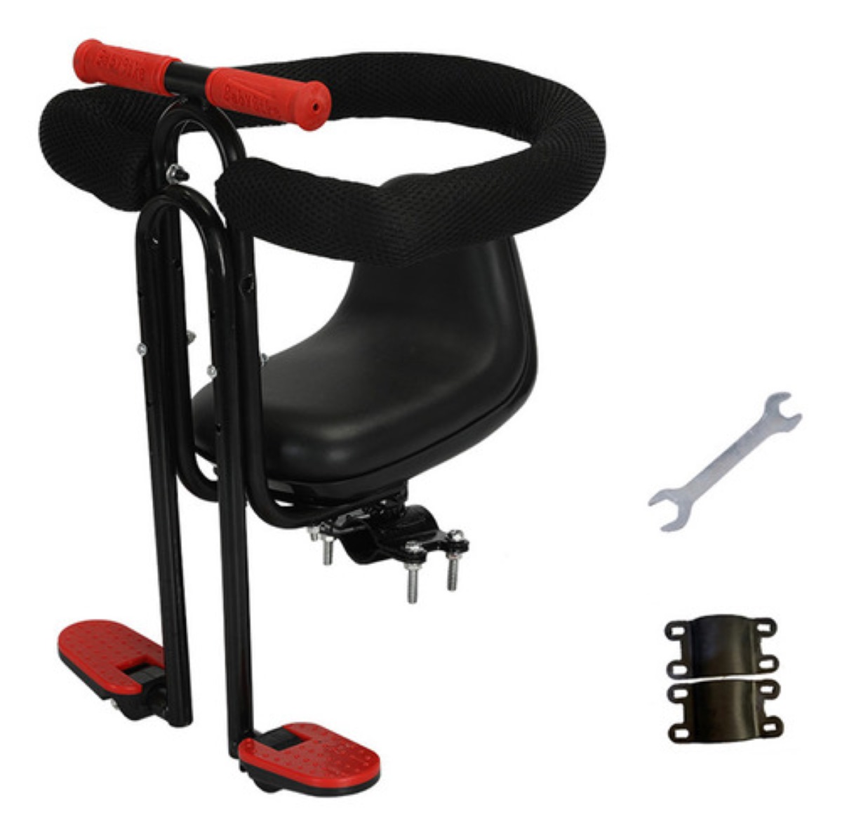 "Asiento De Seguridad Frontal De Bicicleta Para Niños negro rojo "