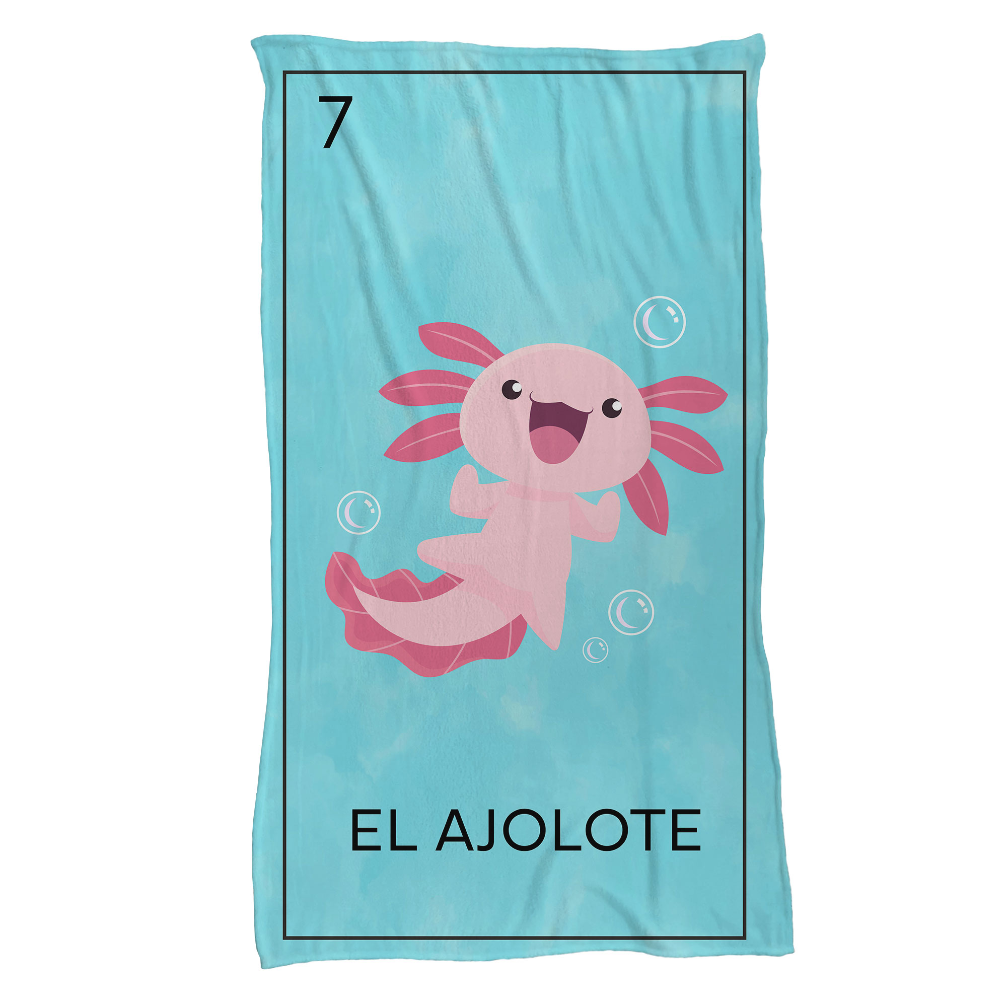 Cobija Manta Frazada Diseño De Ajolote Carta De Lotería Color Azul Ultra Suave y Ligera Alta Calidad.