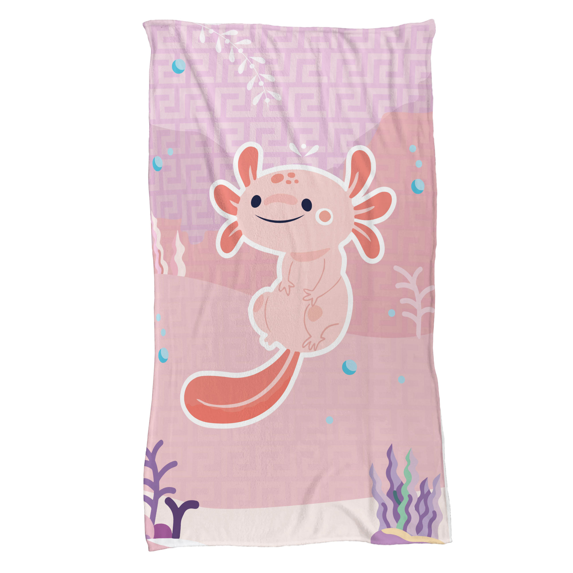 Cobija Manta Frazada De Ajolote Fondo Mar Rosa Ultra Suave y Alta Calidad.