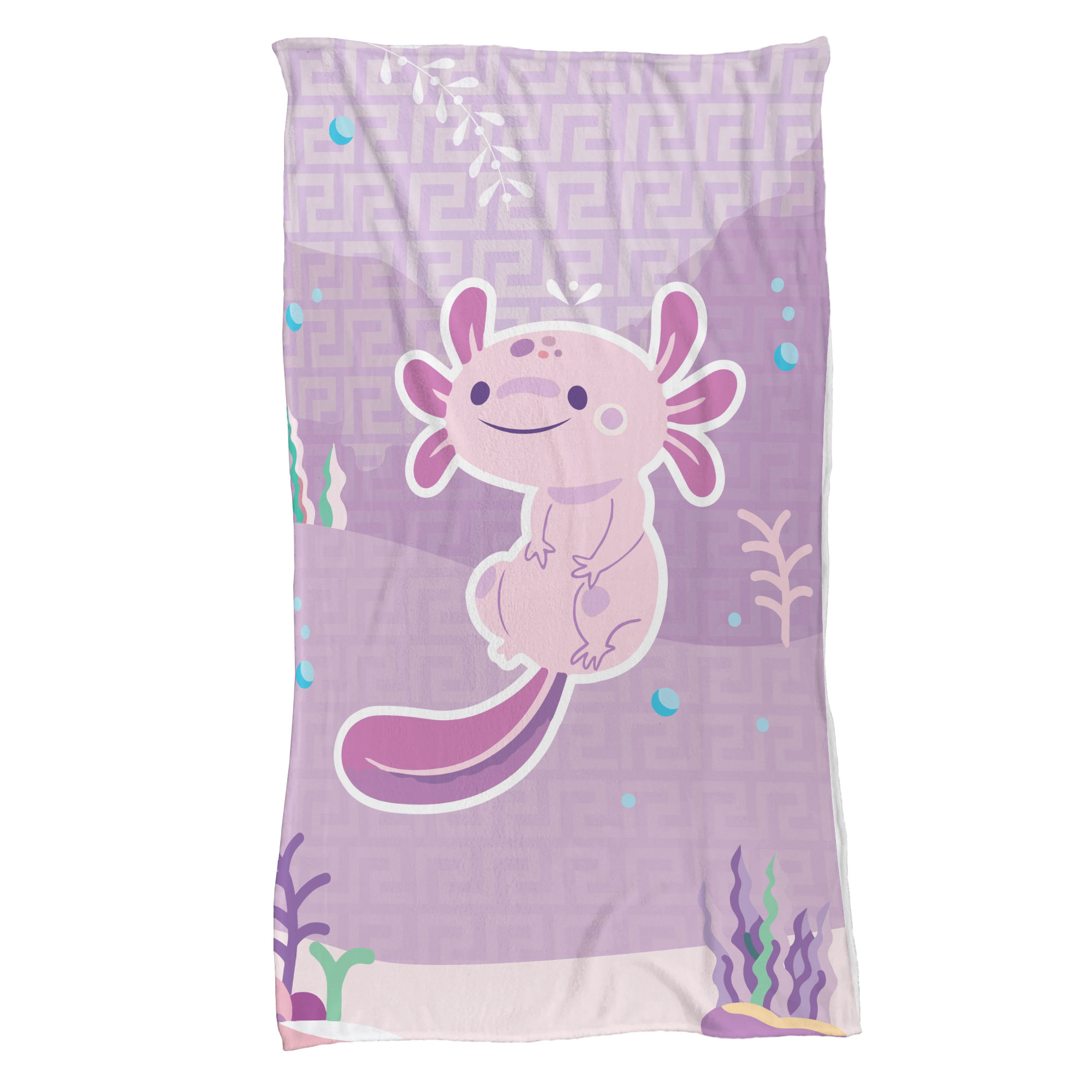 Cobija Manta Frazada De Diseño De Ajolote Fondo Mar Morado Ultra Suave Y Ligera Alta Calidad.