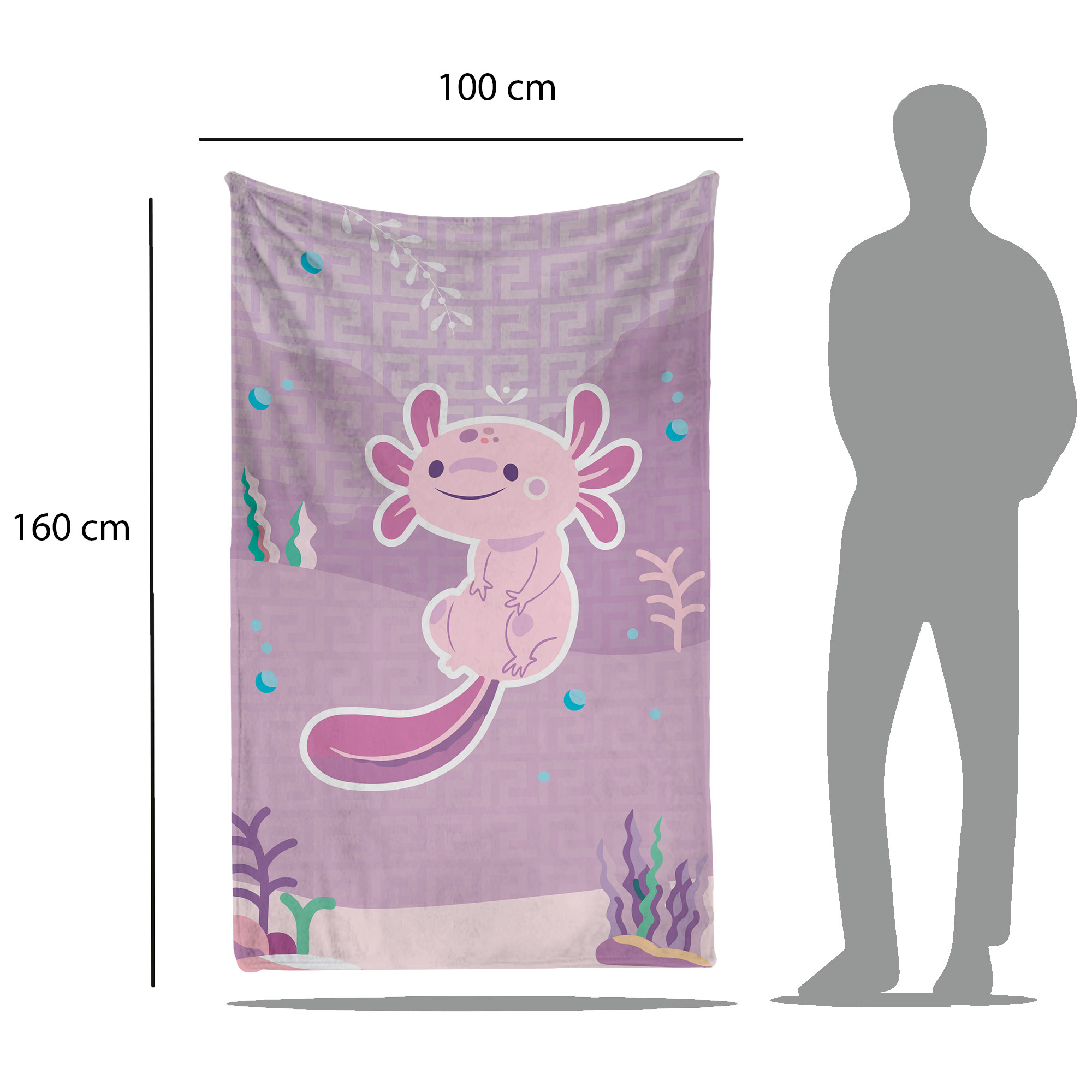 Cobija Manta Frazada De Diseño De Ajolote Fondo Mar Morado Ultra Suave Y Ligera Alta Calidad.