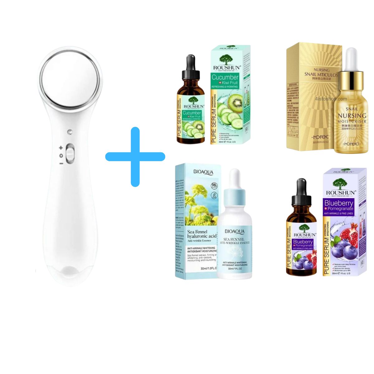 Masajeador Facial Rejuvenecedor + Suero Antiedad.