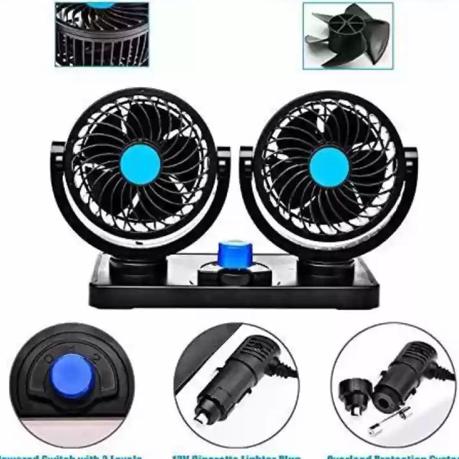 Ventilador Doble Refrigeración Para Auto Con Adhesiva 12v.