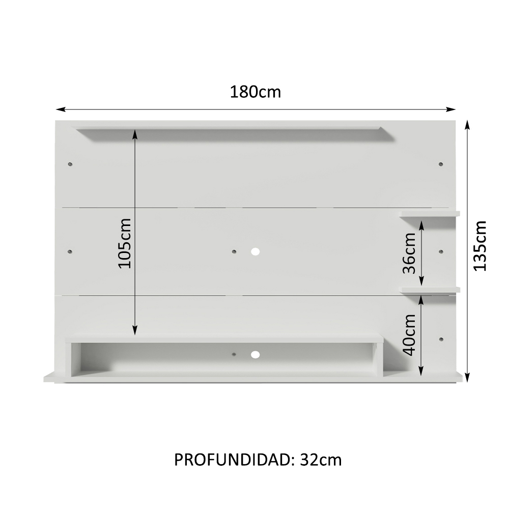 Panel para Tv hasta 60 Pulgadas Madesa Alfa Blanco.