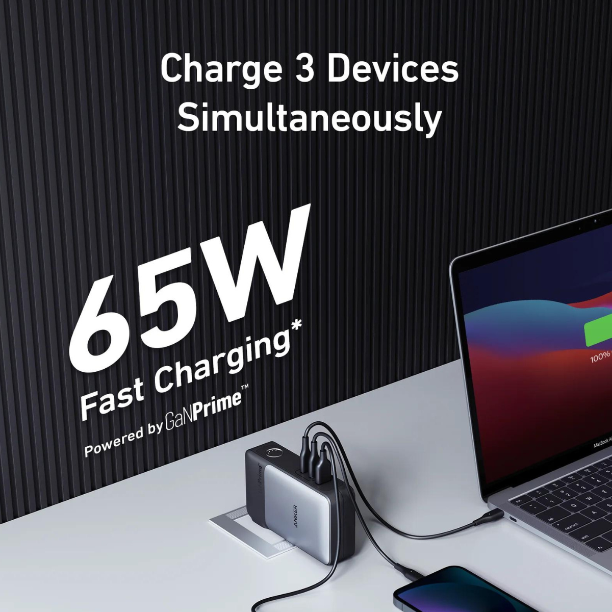 Cargador Batería Portatil 65W ANKER 733 10000mAh 2 USBC 1 USBA.