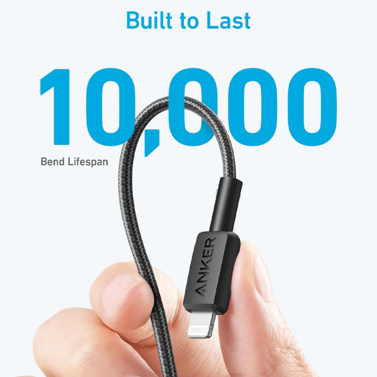 Cable USB-C a Lightning ANKER 322 1mt certificado carga rápida Negro.