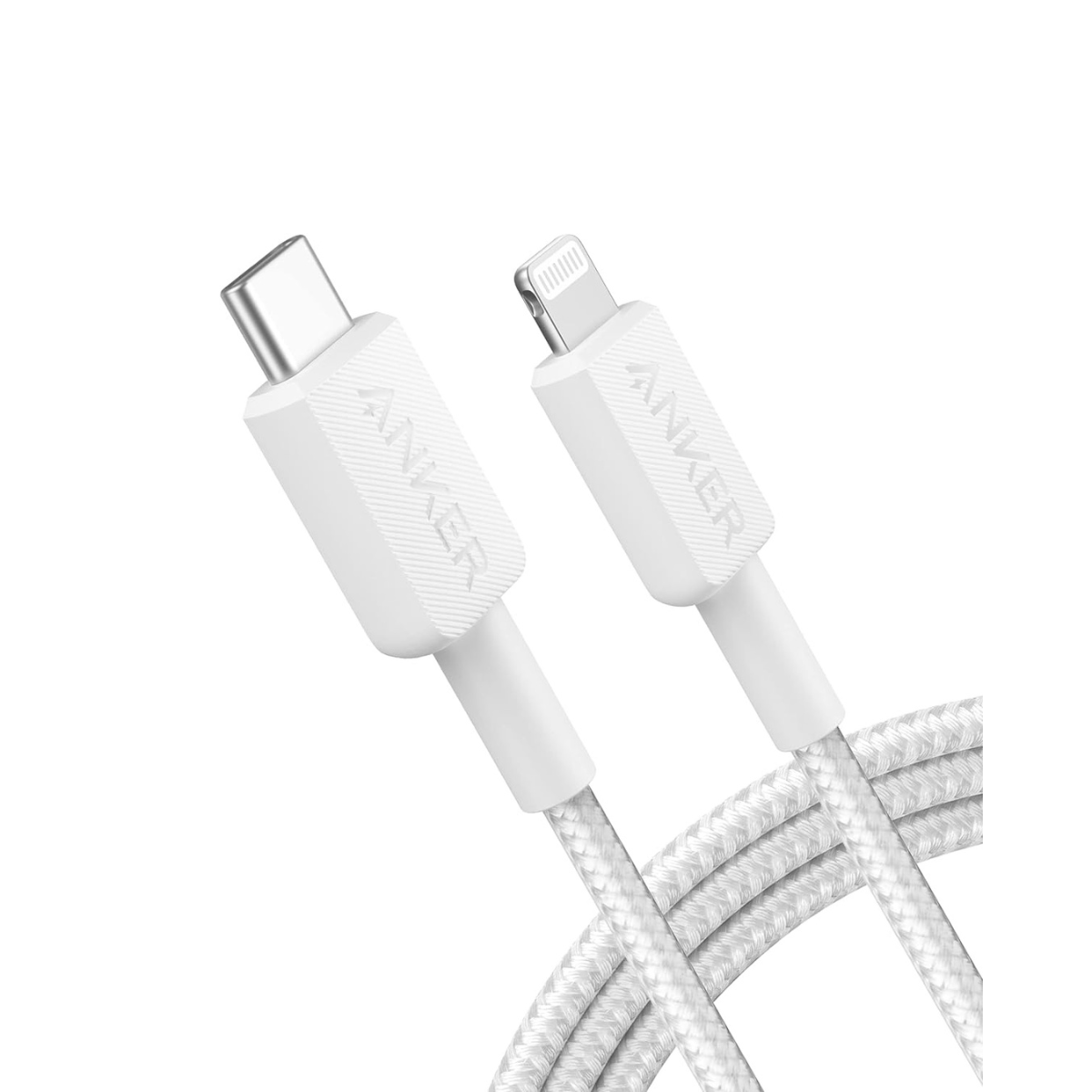Cable USB-C a Lightning ANKER 322 1mt certificado carga rápida Blanco.