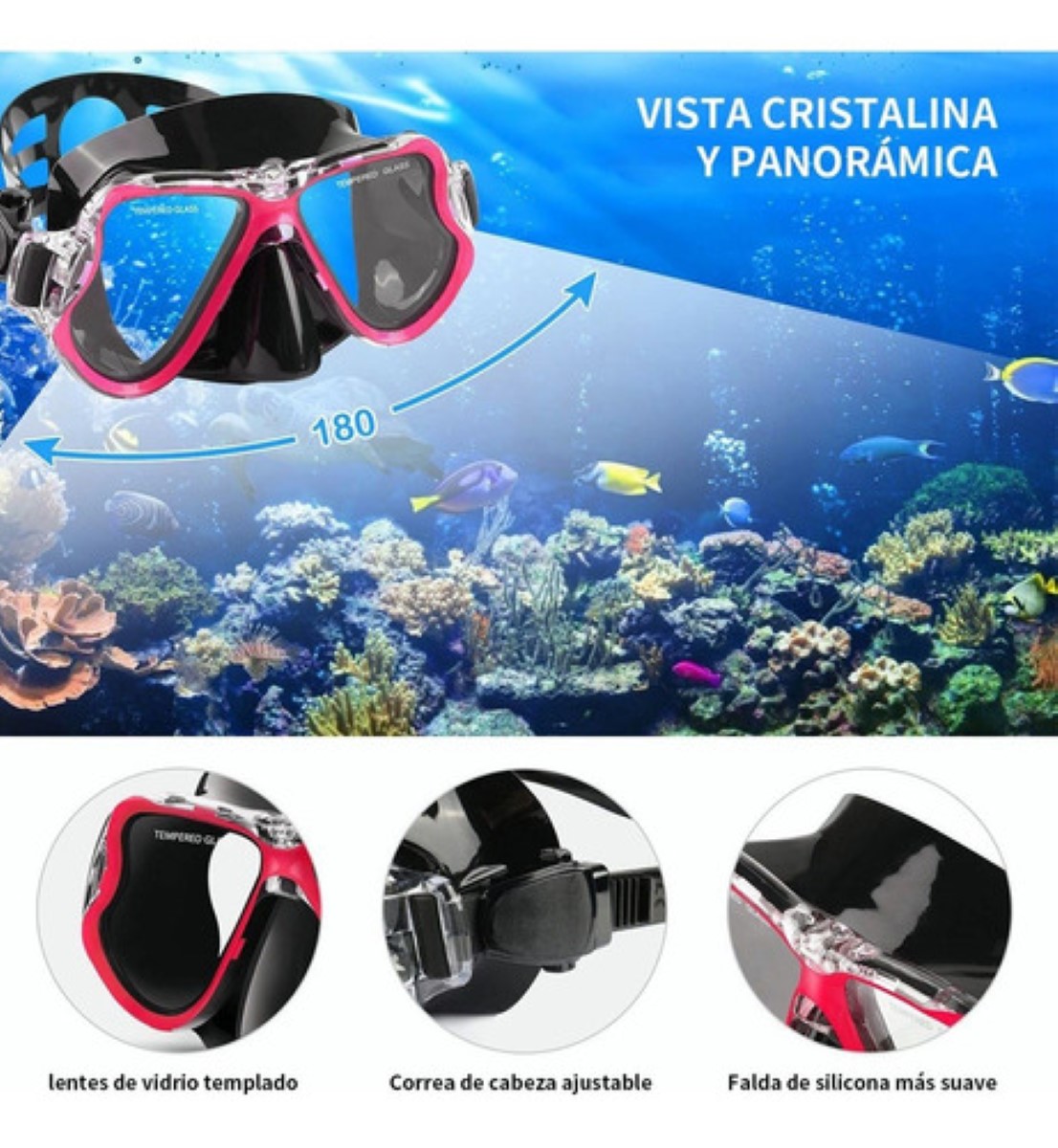 "Juego De Snorkel Con Máscara,buceo Esnórquel,aletas,bolsas Talla S ".