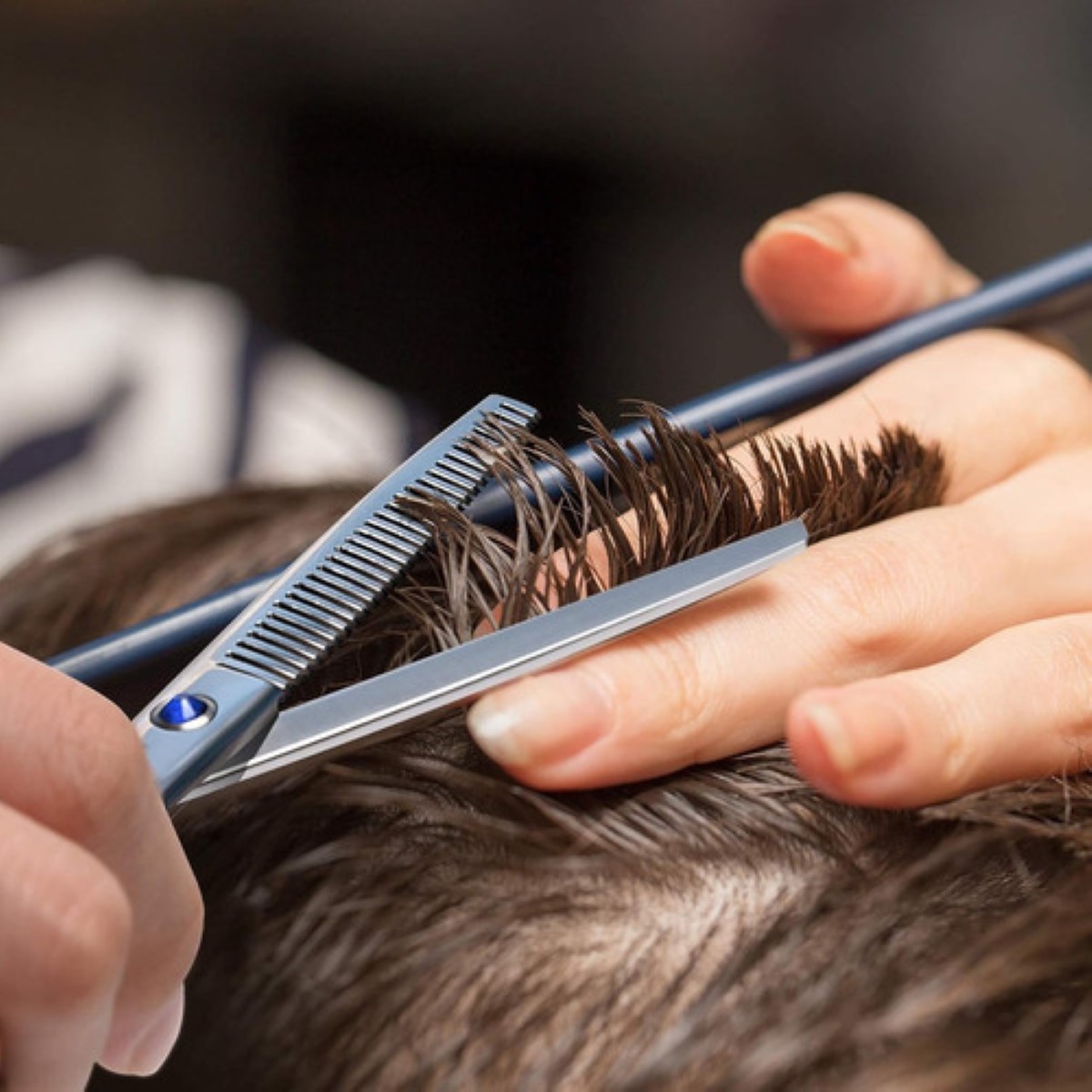 "Tijeras Estilista Barbero Profesionales Para Cortar Cabello Plata Azul "