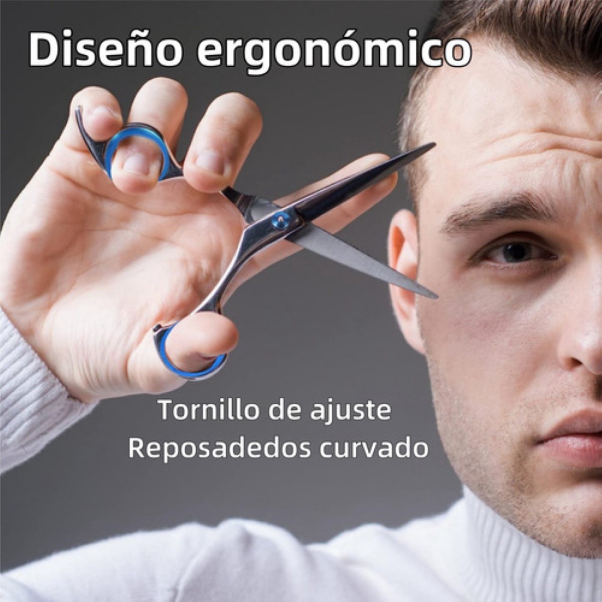 "Tijeras Estilista Barbero Profesionales Para Cortar Cabello Plata Azul "