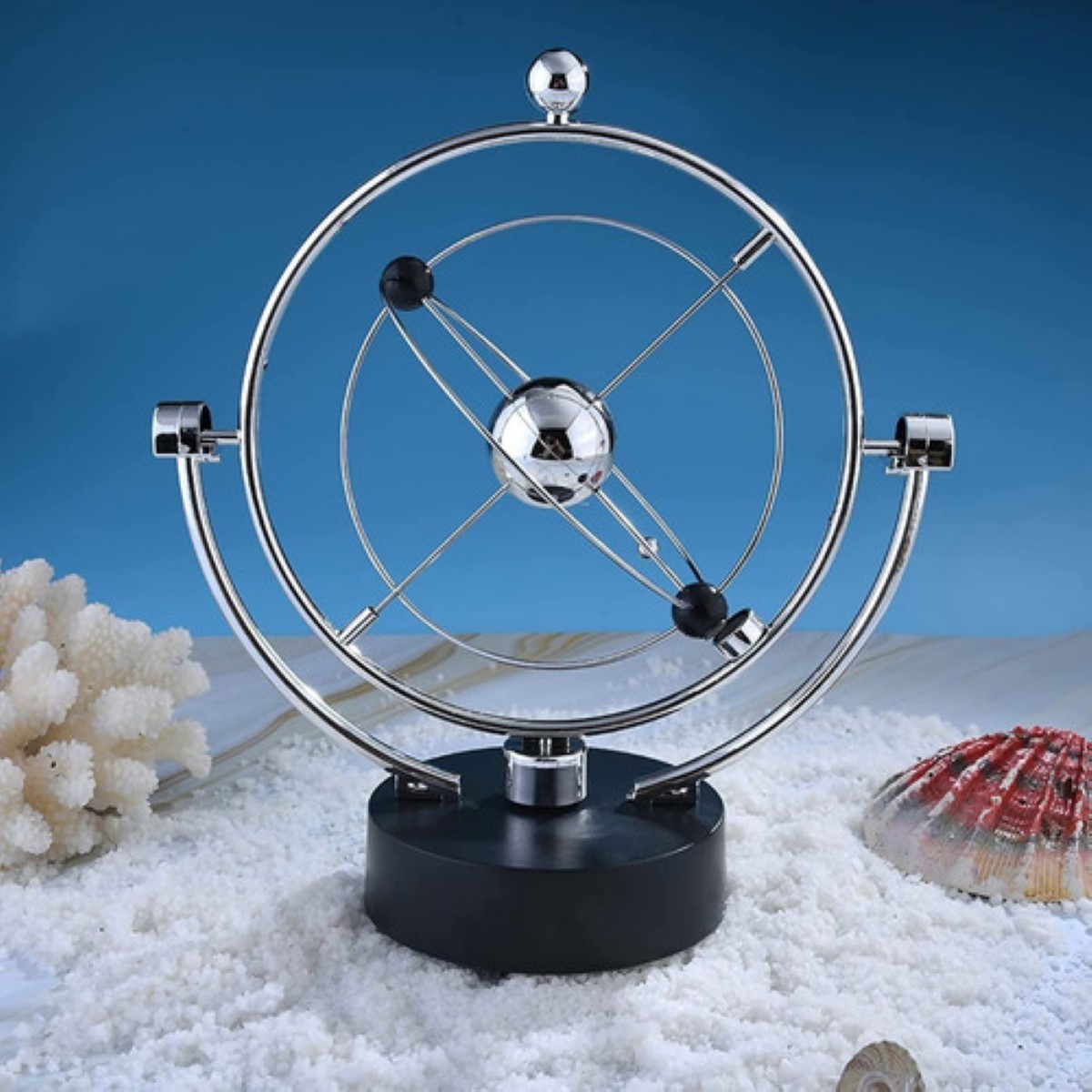 "Péndulos De Newton Kinetico Decoracion Escritorio Gadget Color Plata "
