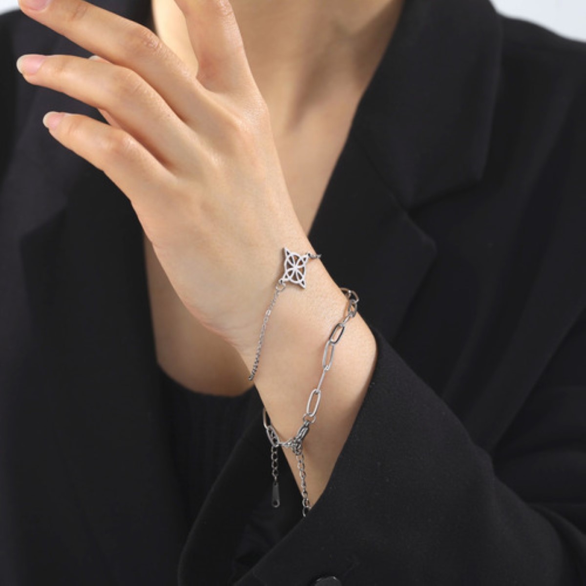 "Set Dije Cadena Anillo Aretes Pulsera Nudo De Bruja Celta plata "