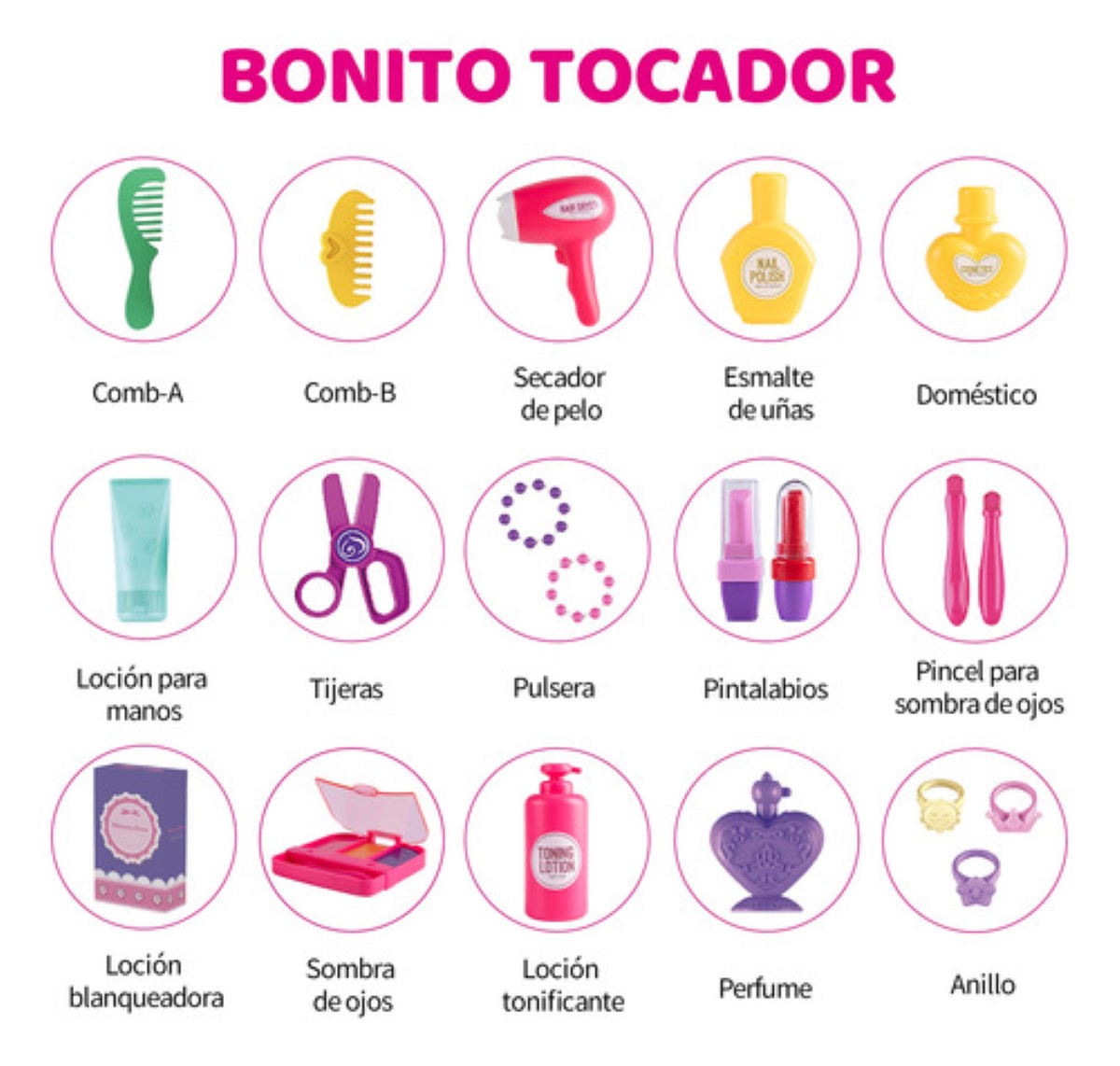 "Belleza Juguete Maquillaje Tocador Para Niñas 4en1 ".