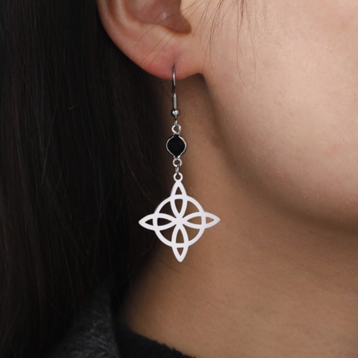 "Set Dije Cadena Anillo Aretes Pulsera Nudo De Bruja Celta plata "