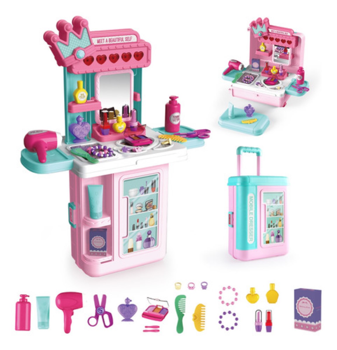 "Belleza Juguete Maquillaje Tocador Para Niñas 4en1 ".
