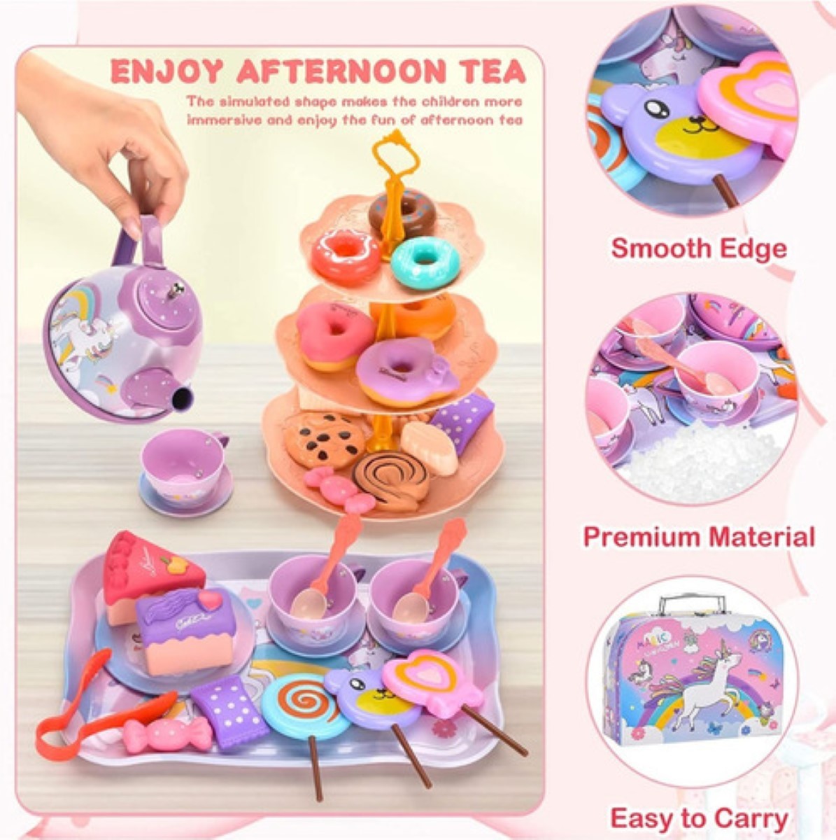 "Juguete De Cocina Juego De Té Para Niños Fiesta Del Té Niñas unicornio morado ".