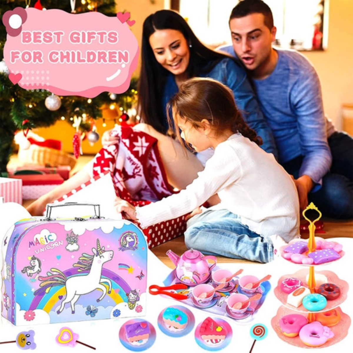 "Juguete De Cocina Juego De Té Para Niños Fiesta Del Té Niñas unicornio morado ".