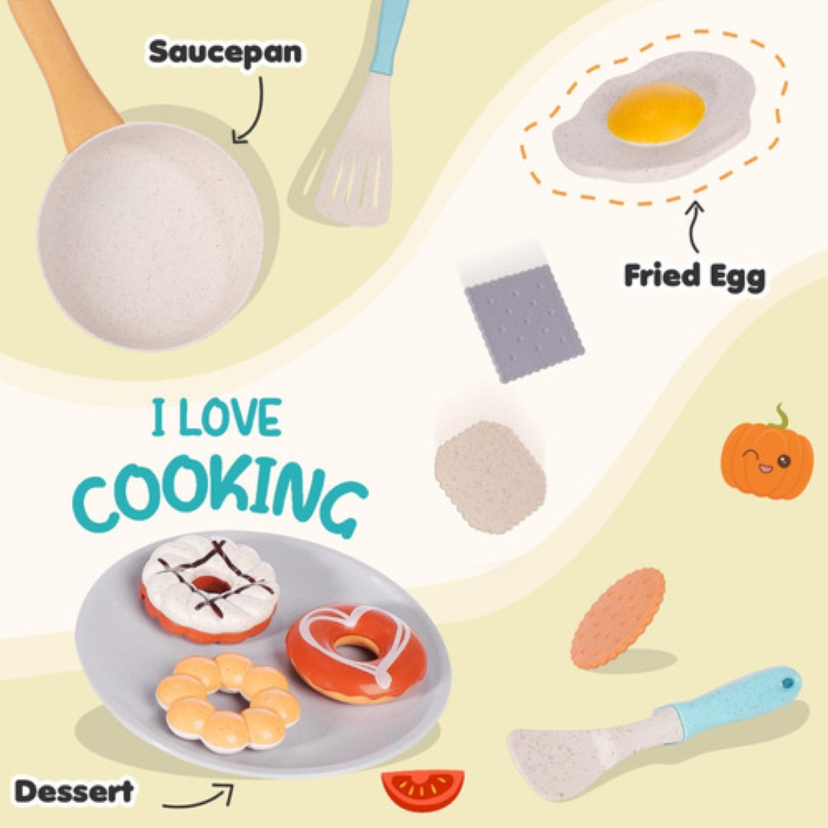 "Juego De Cocina Juguete Para Niñas De Paja De Trigo 28 Pzs ".