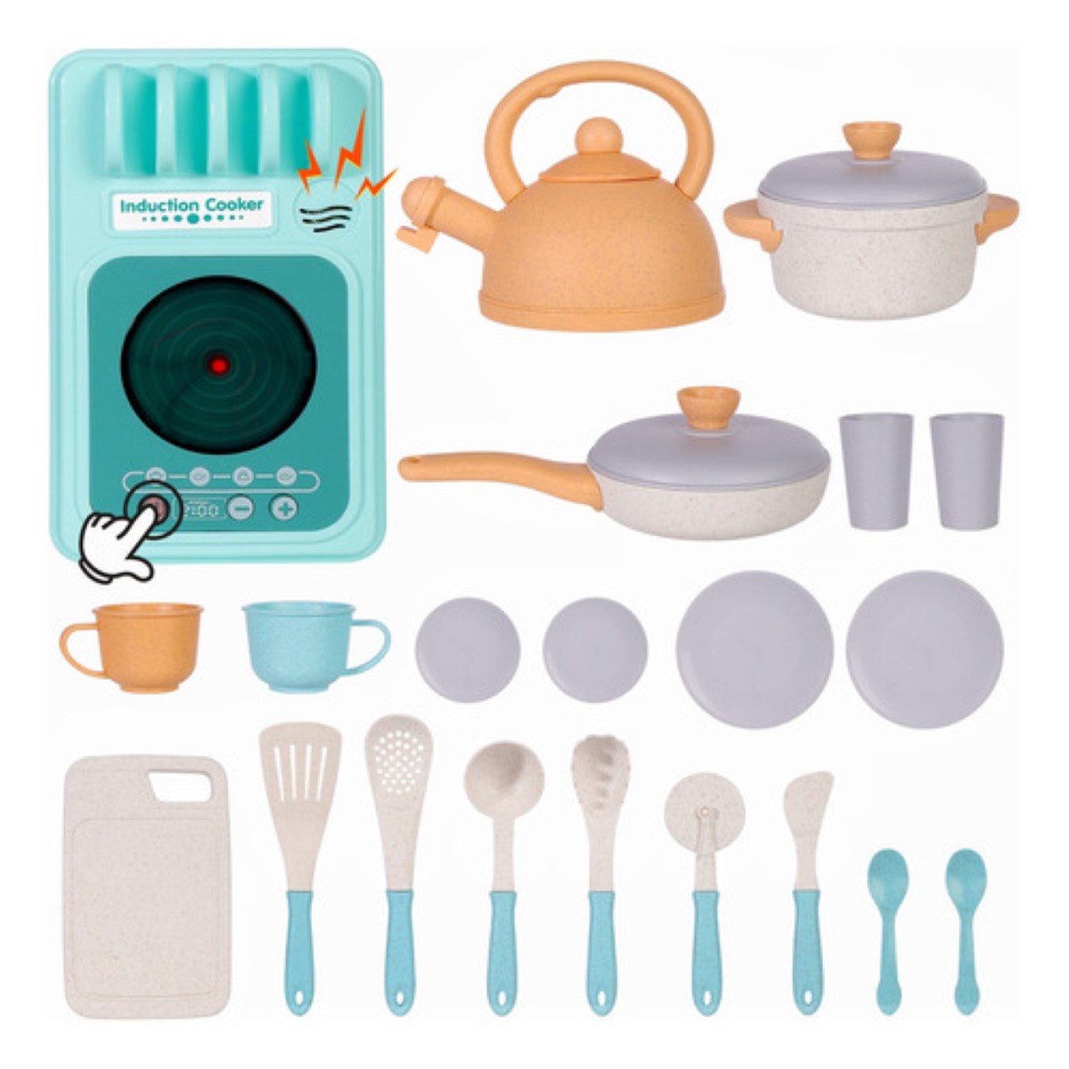 "Juego De Cocina Juguete Para Niñas De Paja De Trigo 28 Pzs ".