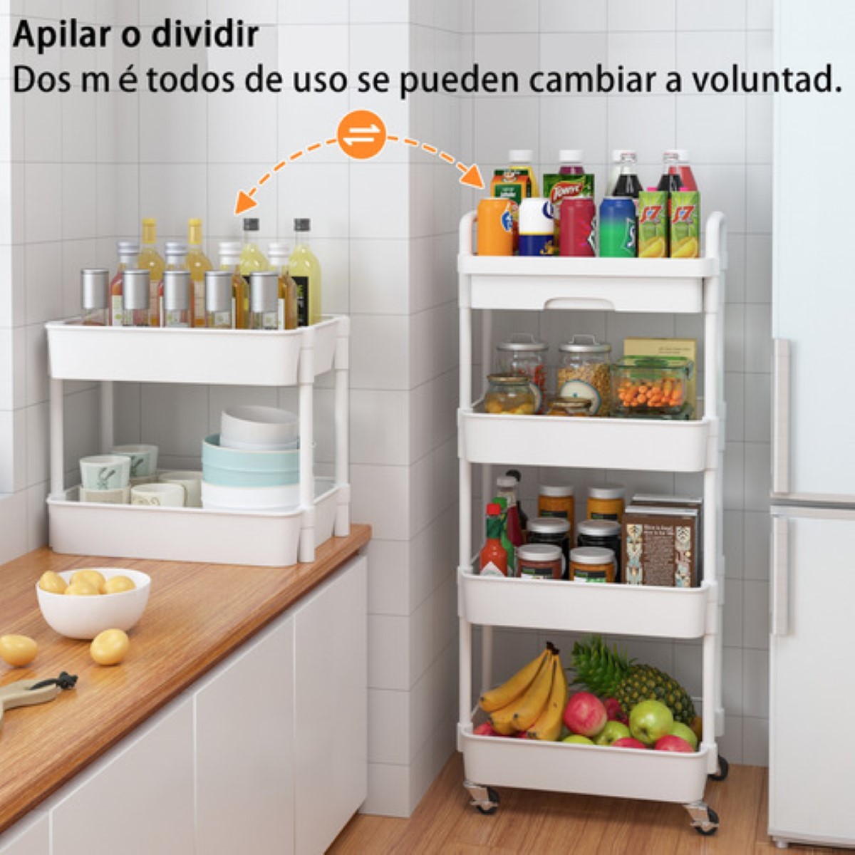"Carrito Organizador 4 Niveles Multiusos Estantes Con Cajón "