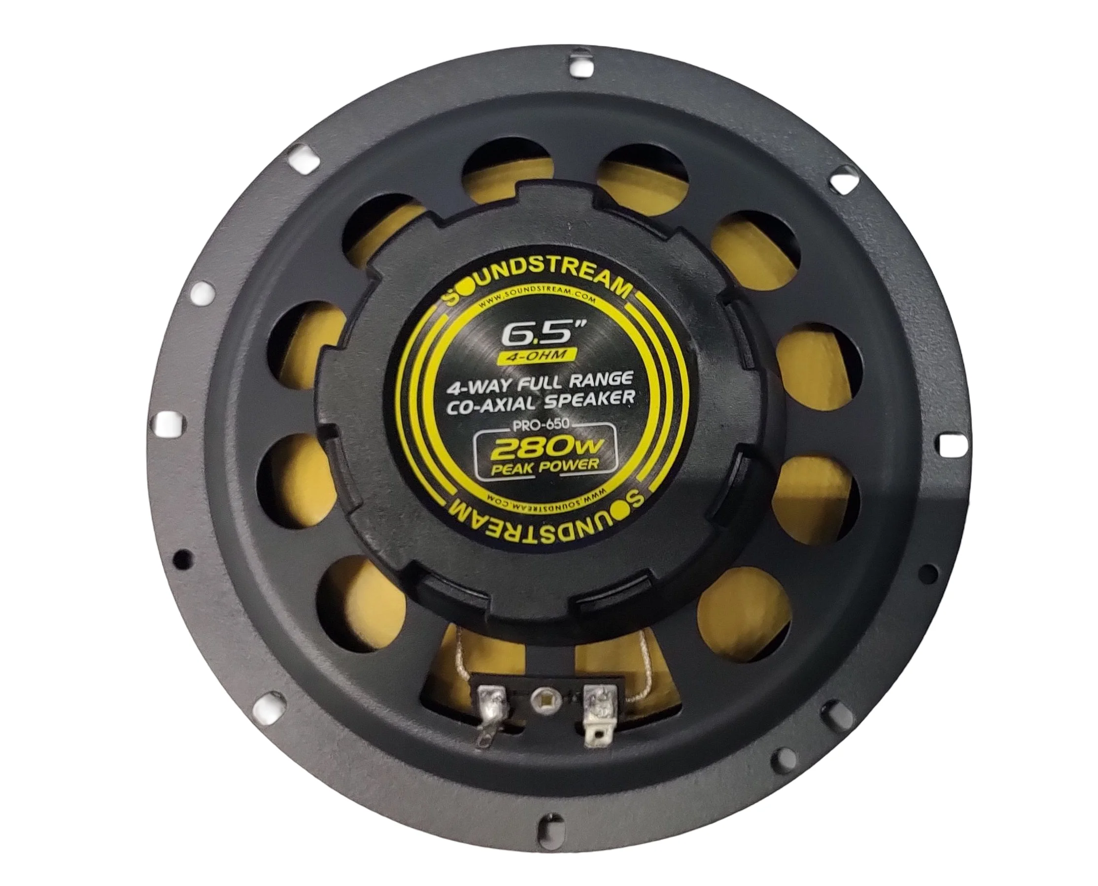 Bocinas Coaxiales SOUNDSTREAM PRO-650 140w Rms 6.5 Pulgadas 4 Ohms 2 Vías Cono Fibra de Carbono IMPP.