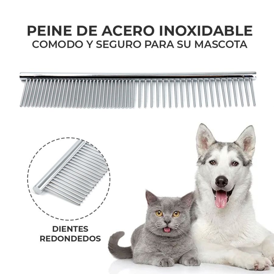 Peine acero inoxidable Deslanadorpelo para perro y gato.
