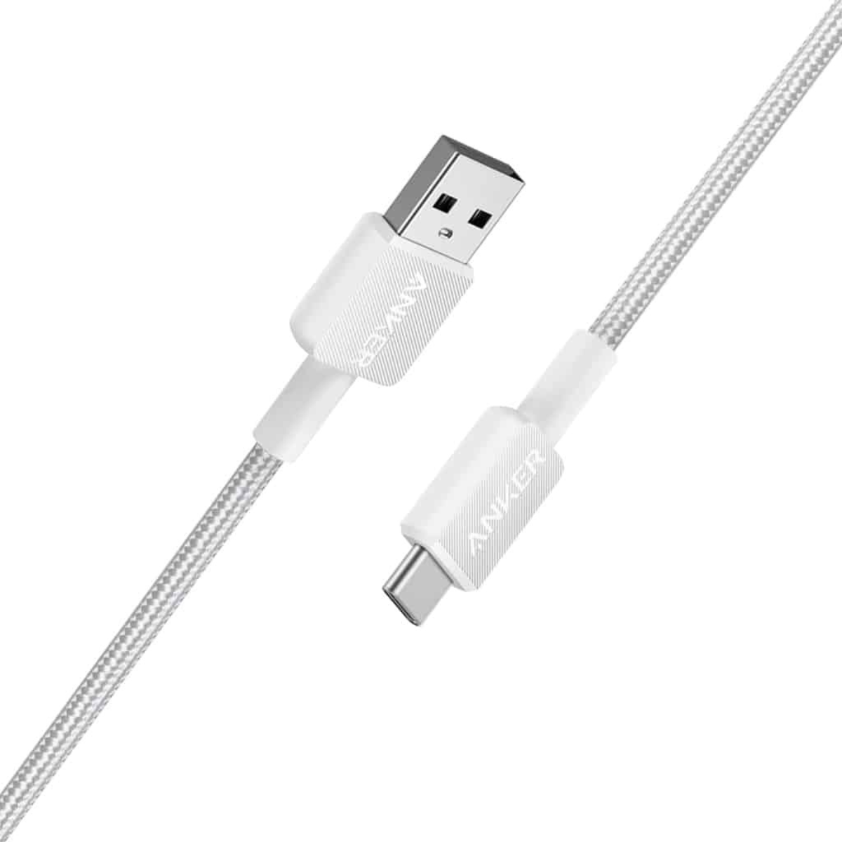 Cable USB tipo C Anker 322 trenzado nylon 1mt carga rápida Blanco.