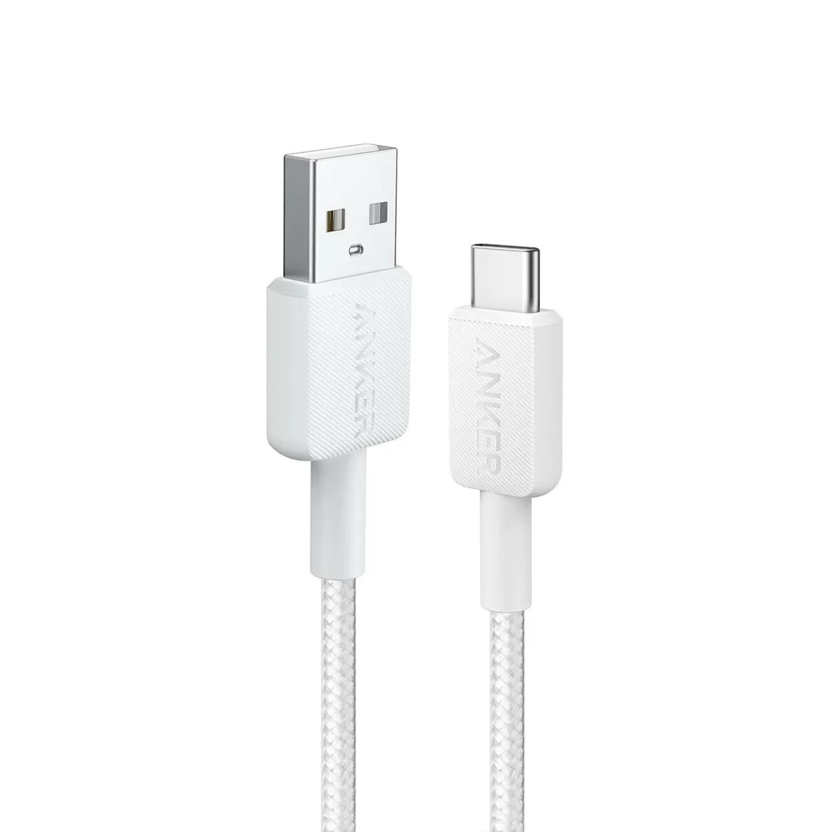 Cable USB tipo C Anker 322 trenzado nylon 1mt carga rápida Blanco.