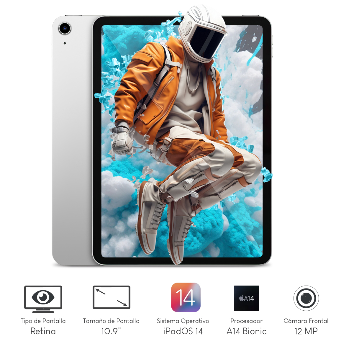 Tablet Apple Ipad Air 4th Gen A14 256gb 10.9Pulg Wifi Silver Reacondicionada.